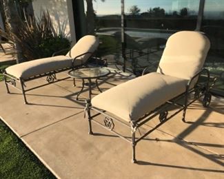 Pair of cast chaise & table $2200