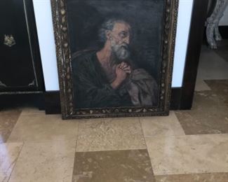 18th century oil. Man praying 30 x35 framed. Estimate $3500 