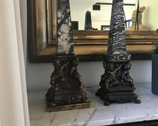 Obelisk 18 & 22 inches high. Estimate $3500