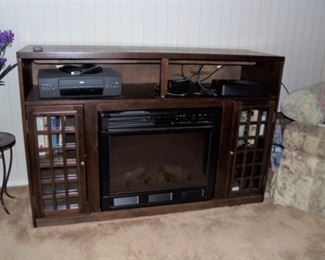 Mission Style Entertainment Cabinet w/Built-In Fireplace