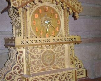 CARVED MAPLE WOOD CLOCK--WAS WORKING
