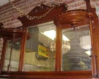 MAHOGANY PIER MIRROR FOR ON TOP OF A FIREPLACE MANTLE OR BUFFET---MAHOGANY SPINDLES AND BALLS