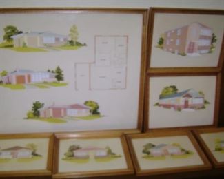 1950'S WATERCOLOR BUILDER'S MODEL HOME PICTURES