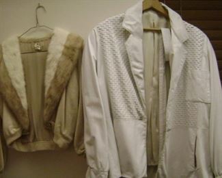 2 TONE MINK AND WHITE BRAIDED LEATHER JACKET