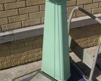 SAGE GREEN PORCELAIN WEIGHT MACHINE--HAS NO KEY--OWNER WANTS $150 FIRM