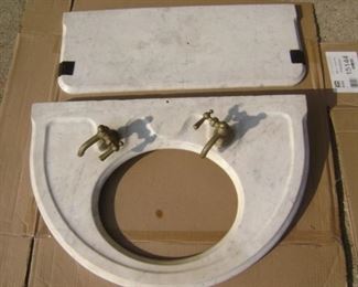 VICTORIAN WHITE MARBLE SINK WITH ORIGINAL WALL  BACK SPLASH