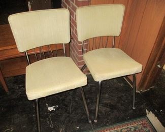 pair of MCM vinyl and metal chairs