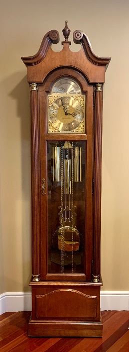 Item 107:  Howard Miller Grandfather Clock - beautiful condition - 19.5"l x 11"w x 81"h:  $795 
