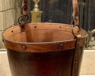Item 3:  Leather Kindling Bucket with Handle - 15" x16":  $85
