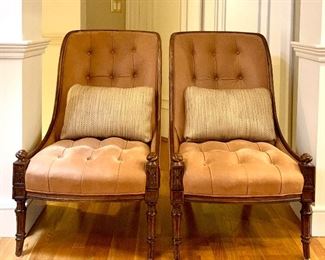 Item 24:  (2) Century upholstered carved chairs - 24.5"l x 23.5"w x 39"h:  $475/Pair