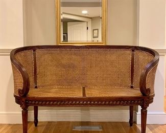 Item 25:  French Caned Settee - 61"l x 24"w x 33"h:  $650