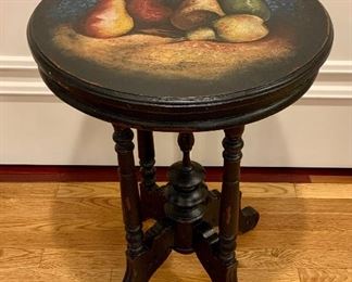 Item 30:  Painted table with still life scene - 20" x 26.5":  $175