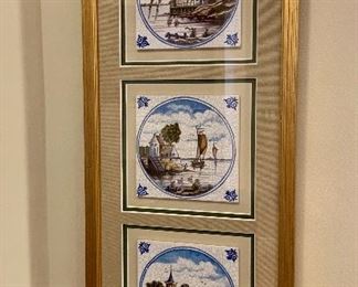 Item 34:  Framed Delft tiles - 10.5" x 25.5":  $95