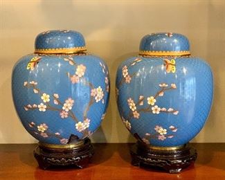 Item 54:  (2) Asian urns on stands - 12":  $145 for pair