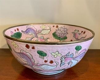 Item 78:  Asian bowl - pink - 9" x 4.5":  $38