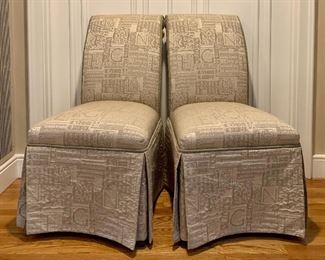 Item 89:  (2) Design Master slip covered chairs - 21"l x 18"w x 39"h:  $425 for pair