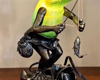 Item 92:  Metal frog lamp - 10":  $75