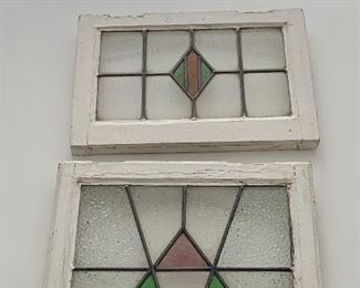 Item 297:  Pair of vintage stained glass art:  $66