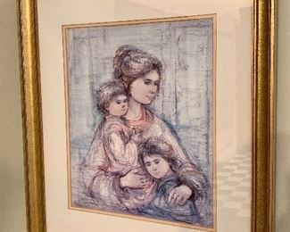 Item 133:  Edna Hibel framed art - 21.5" x 24":  $125.00