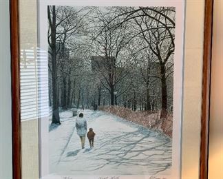 Item 136:  "Winter Walk"...hand signed lithograph by Harold Altman (190/285) - 27.25" x 33.75":  $650