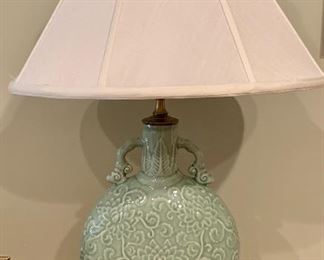 Item 140:  Pretty celadon hued lamp:  $115