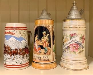 Item 214:  Set of 3 - Budweiser, Floral and Man Playing Guitar: $35