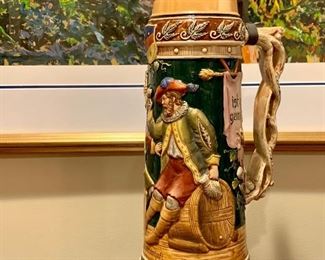 Item 299:  TALL Vintage German Stein: $85