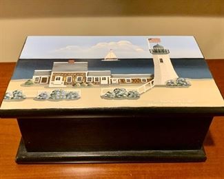 Item 257:  Hand painted box of Scituate Light:  $22