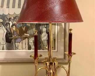Item 205:  Vintage  Leviton Brass Trumpet Lamp - heavy! - 32": $165