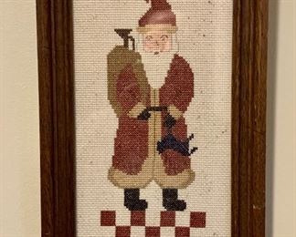Item 127:  Santa cross stitch - 7.25" x 11.25":  $24.00