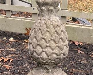 Item 118:  Cement pineapple yard ornament - 12":  $35.00