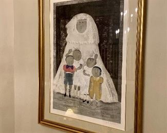 Item 157:  Graciela Rodo Boulanger Lithograph -    beautifully framed, signed and numbered:  Boulanger is a contemporary Bolivian born artist who is known for her stylized paintings of children - 40" x 51.5": $575.