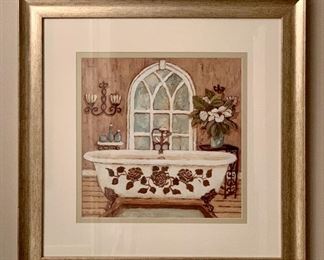 Item 178:  C. Winterle Olsen bathtub pictures with floral bathtub:  $28.00