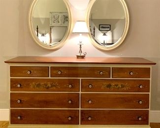 Item 158:  Hitchcock dresser - 64"l x 18.5"w x 35"h:  $525                                                                                                                         Item 160:  (2) Hitchcock oval mirrors - 24" x 32":  $245/Pair 