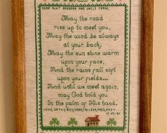 Item 310:  Irish Prayer - embroidery: $38