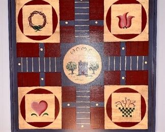Item 201:  Wood painted parcheesi board - 15.5" x 15.5":  $42 