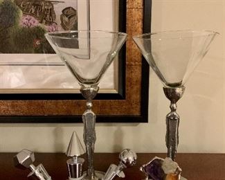 Item 247:  Lot of two martini glasses and bottle stoppers:  $48