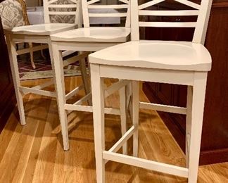 Item 243:  (3) Ethan Allen bar stools - 17.75"l x 16.5"w x 45"h and seat height - 30":  $300 for all three