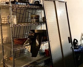 Item 244:  Metal storage rack - 46"l x 18"w x 77"h:  $48