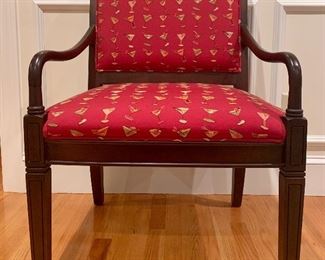 Item 339:  Accent Chair with Martinis against red background: $175