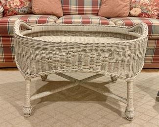 Item 340:  Sweet little wicker coffee table: $145