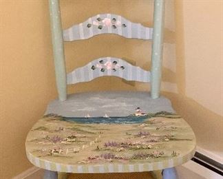 Item 342:  Painted vintage ladder back chair: $75