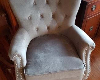 Modern Gray Nailhead trim Sitting Chair