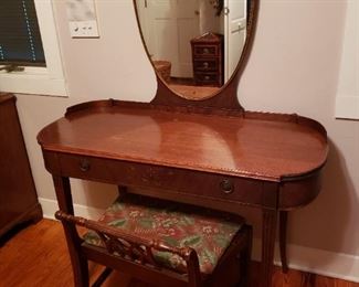 Antique vanity and seat