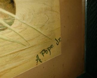 A. Pope Jr signed framed art