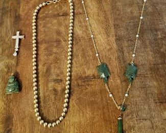 14k Gold and jade jewelry