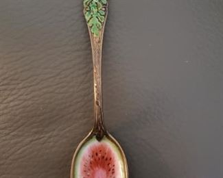 Antique Sterling silver enamel watermelon spoon Charles Crankshaw Black Americana