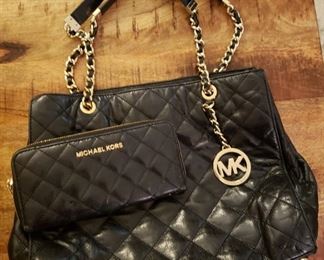 Michael Kors Black quilted purse and wallet