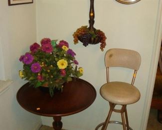 Duncan Phyfe Table and Vintage Swivel Bar Stool