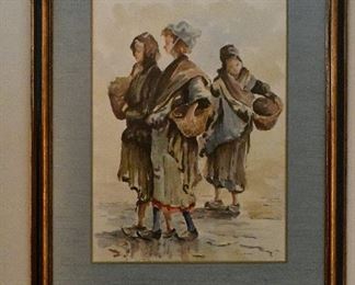 Print of a Watercolor by John Singer Sargent. Dutch women. Frame is 22.75 x 28.5. Opening is 14 x 19.5. Was $350, now $225.